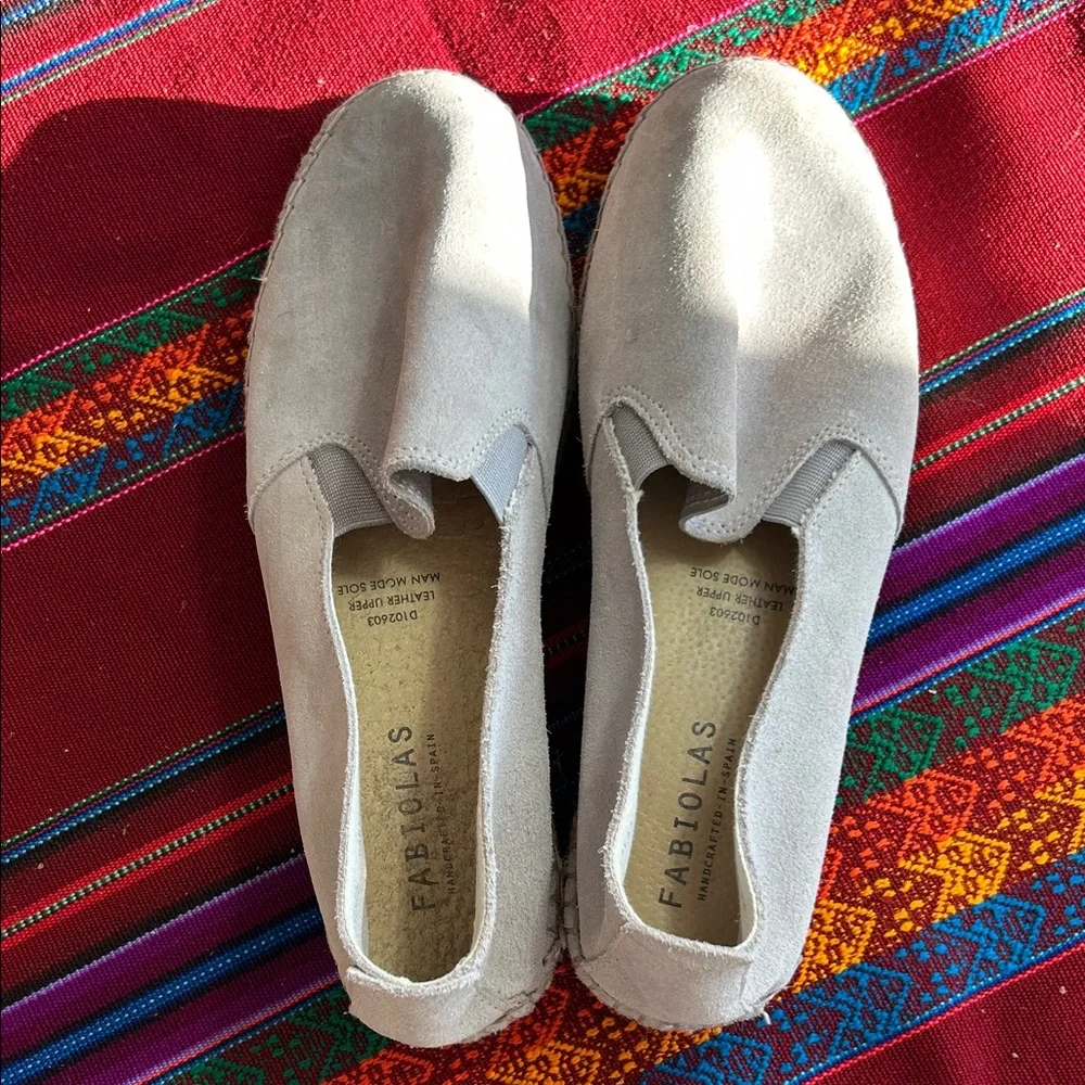 Fabiolas Gray Suede Espadrille Slip-Ons, Women’s size EU 39 (size 8.5 or 9)